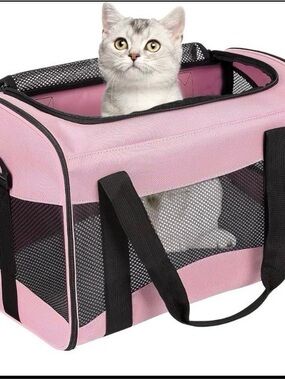 Soft Pink Cat Travel Carrier with Mesh Ventilation